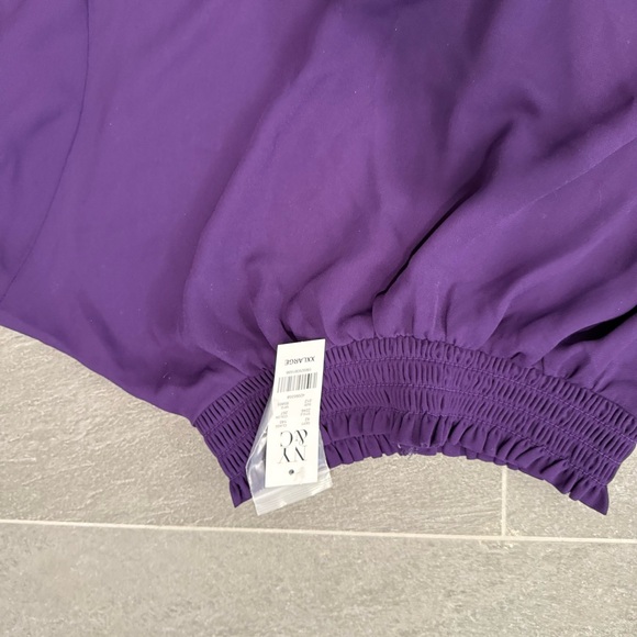 New York & Company Purple Blouse with Mandarin Collar and Relaxed Fit - Picture 6 of 7
